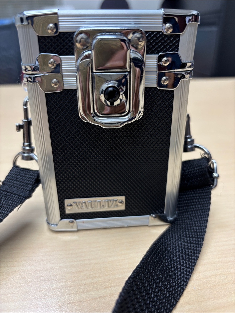 Vaultz Black and Silver Camera Carry Case with Strap